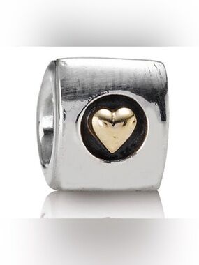 Pandora Heart of Gold charm Silver and 14k gold retired